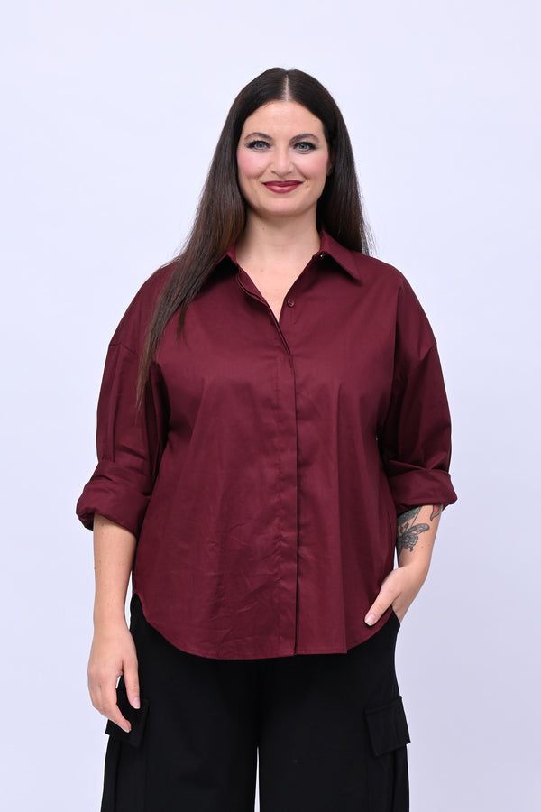 Camicia basic cotone - Vino