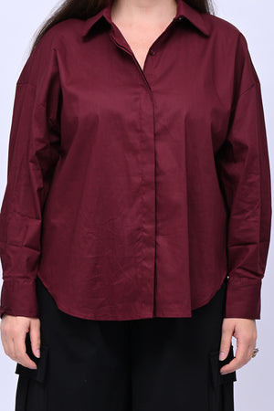 Camicia basic cotone - Vino