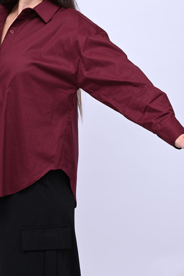 Camicia basic cotone - Vino