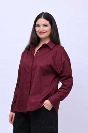 Camicia basic cotone - Vino