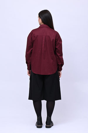 Camicia basic cotone - Vino