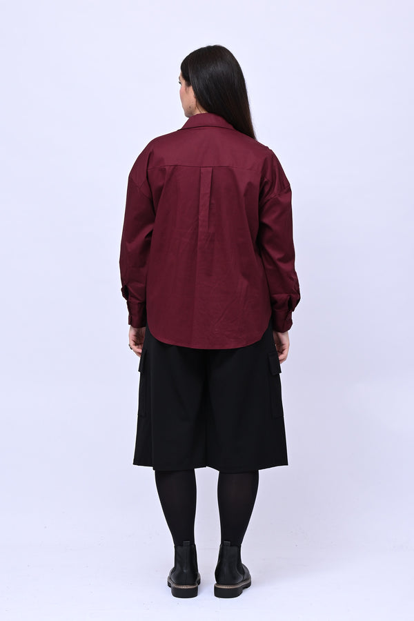 Camicia basic cotone - Vino