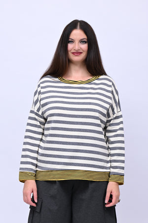 T-shirt scatola doppia riga - Grigio