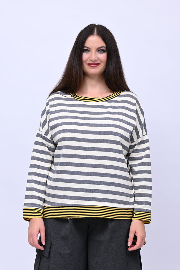 T-shirt scatola doppia riga - Grigio