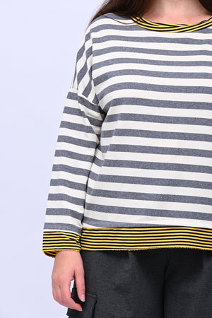 T-shirt scatola doppia riga - Grigio