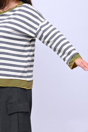 T-shirt scatola doppia riga - Grigio