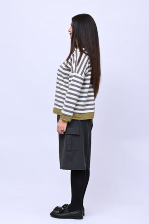 T-shirt scatola doppia riga - Grigio