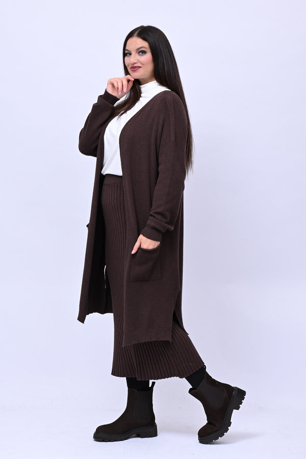 Cardigan calda viscosa lungo - Moro