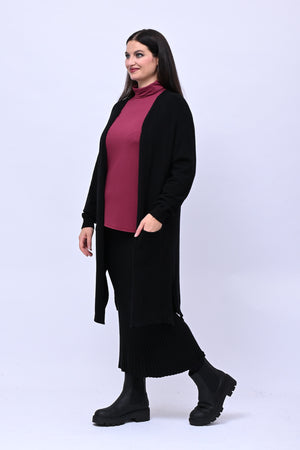 Cardigan calda viscosa lungo - Nero