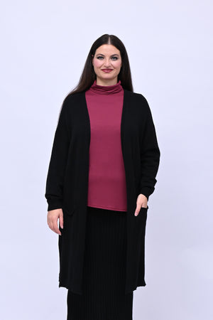 Cardigan calda viscosa lungo - Nero