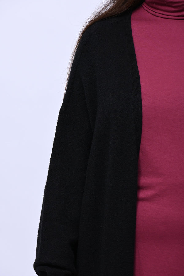 Cardigan calda viscosa lungo - Nero