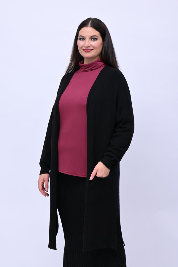 Cardigan calda viscosa lungo - Nero