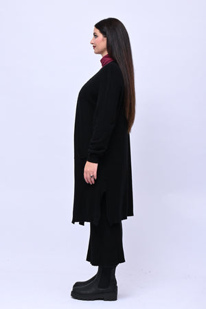 Cardigan calda viscosa lungo - Nero