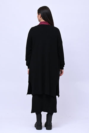 Cardigan calda viscosa lungo - Nero