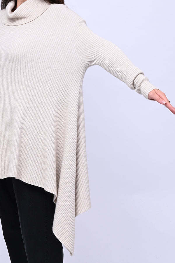 Maxi maglia coste punte - Burro