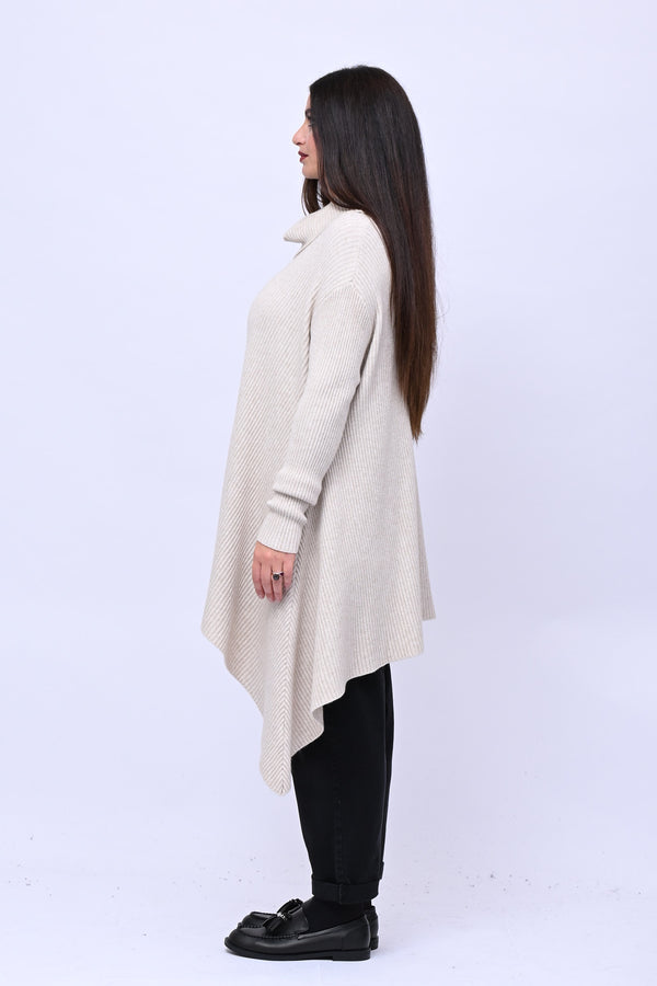 Maxi maglia coste punte - Burro