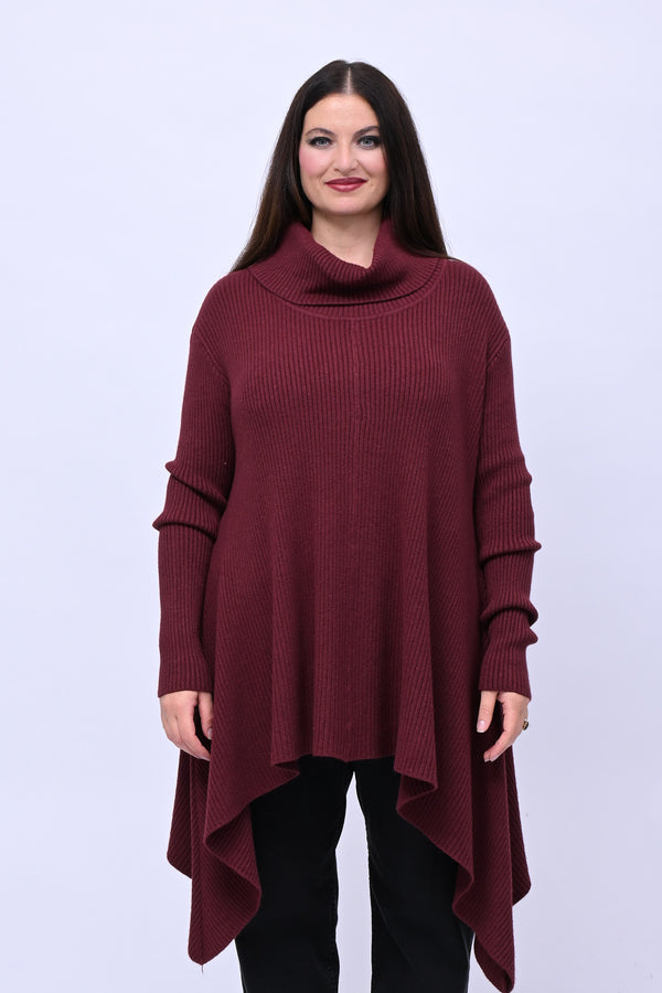 Maxi maglia coste punte - Vino