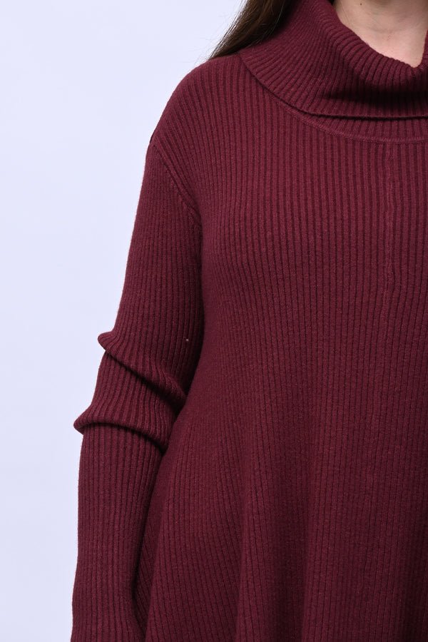 Maxi maglia coste punte - Vino