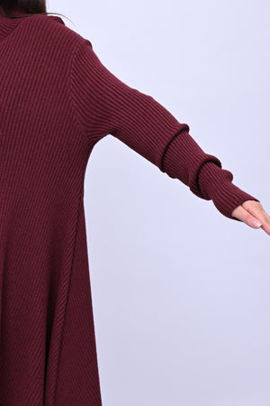 Maxi maglia coste punte - Vino