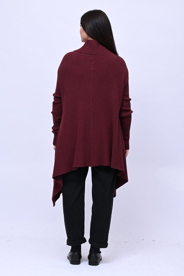 Maxi maglia coste punte - Vino
