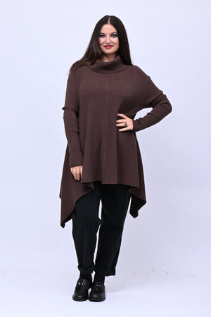 Maxi maglia coste punte - Moro