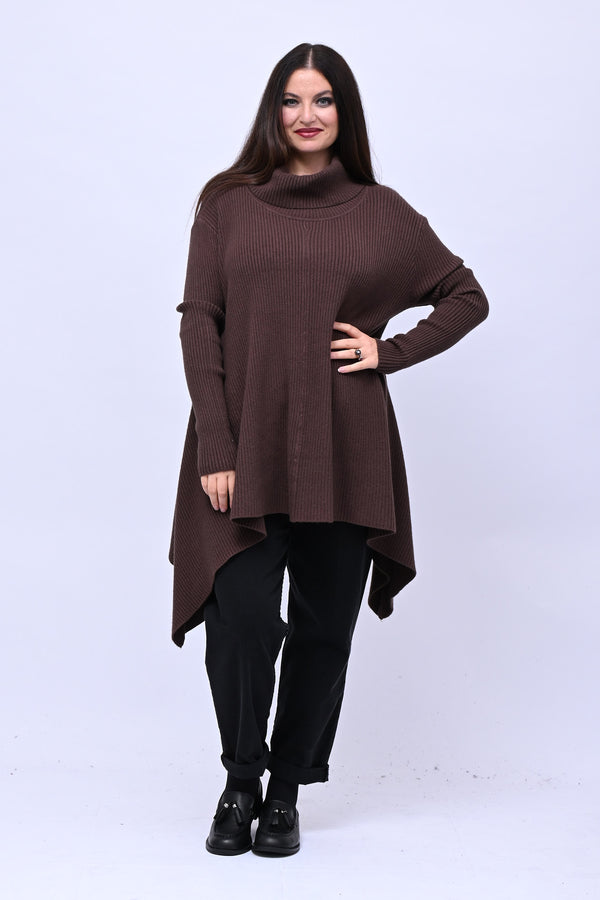 Maxi maglia coste punte - Moro