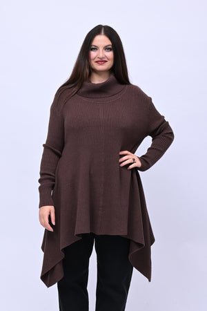 Maxi maglia coste punte - Moro