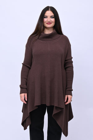 Maxi maglia coste punte - Moro