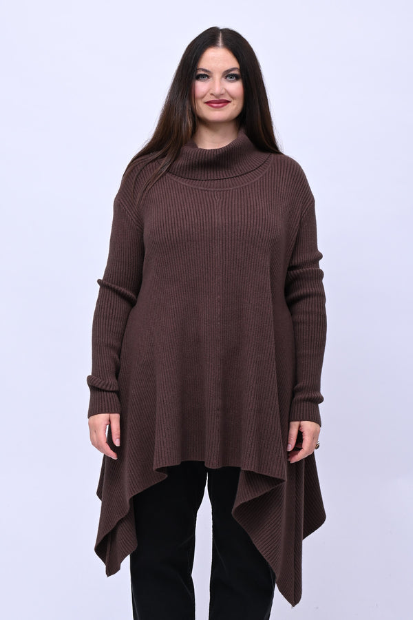 Maxi maglia coste punte - Moro
