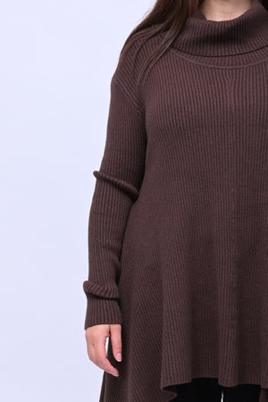 Maxi maglia coste punte - Moro