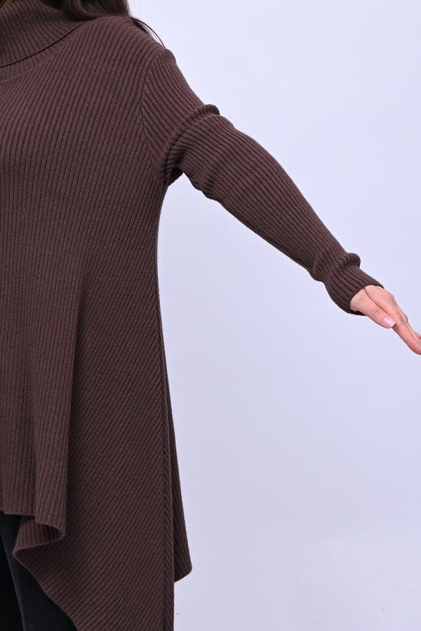 Maxi maglia coste punte - Moro