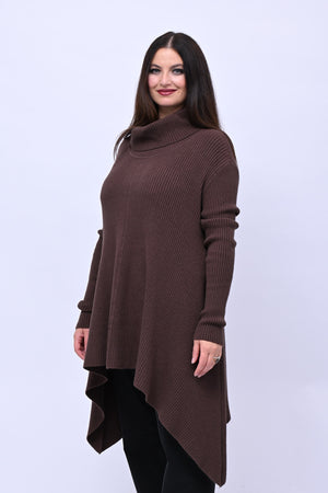 Maxi maglia coste punte - Moro