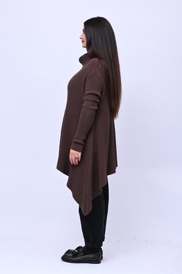 Maxi maglia coste punte - Moro