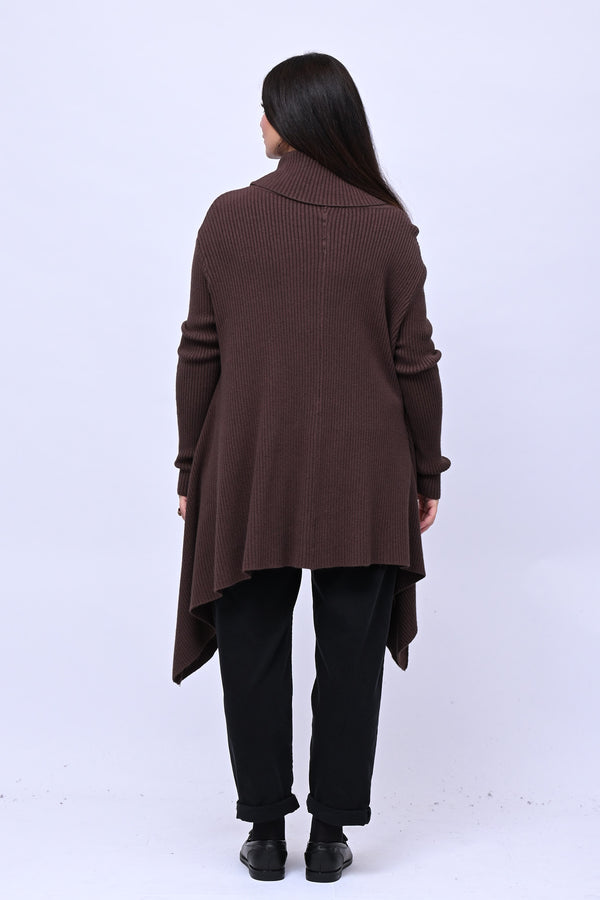 Maxi maglia coste punte - Moro