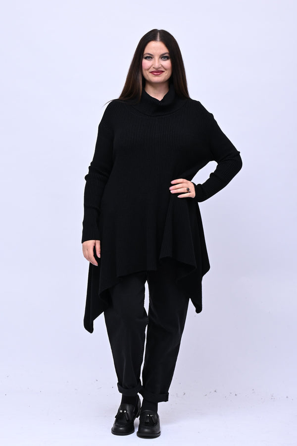 Maxi maglia coste punte - Nero
