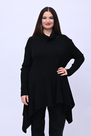 Maxi maglia coste punte - Nero