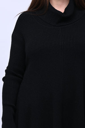 Maxi maglia coste punte - Nero