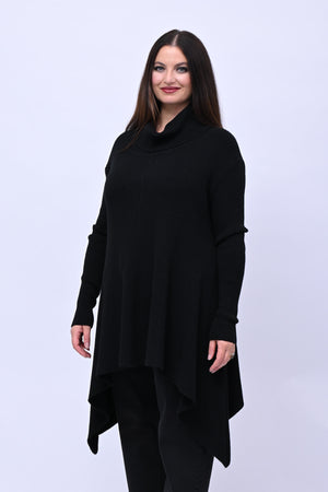 Maxi maglia coste punte - Nero