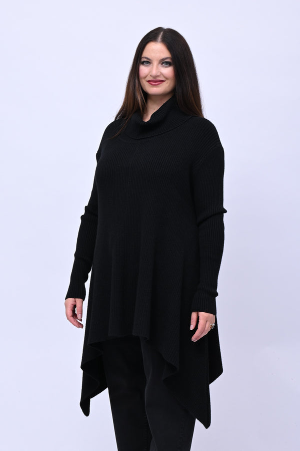 Maxi maglia coste punte - Nero