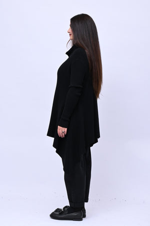Maxi maglia coste punte - Nero