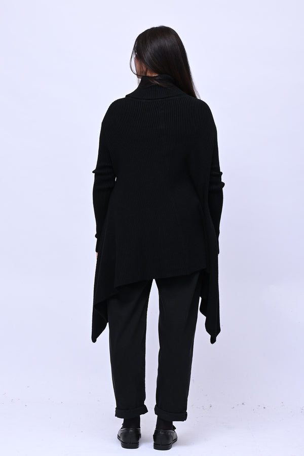 Maxi maglia coste punte - Nero