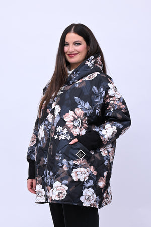 Piumino over fiori - Nero