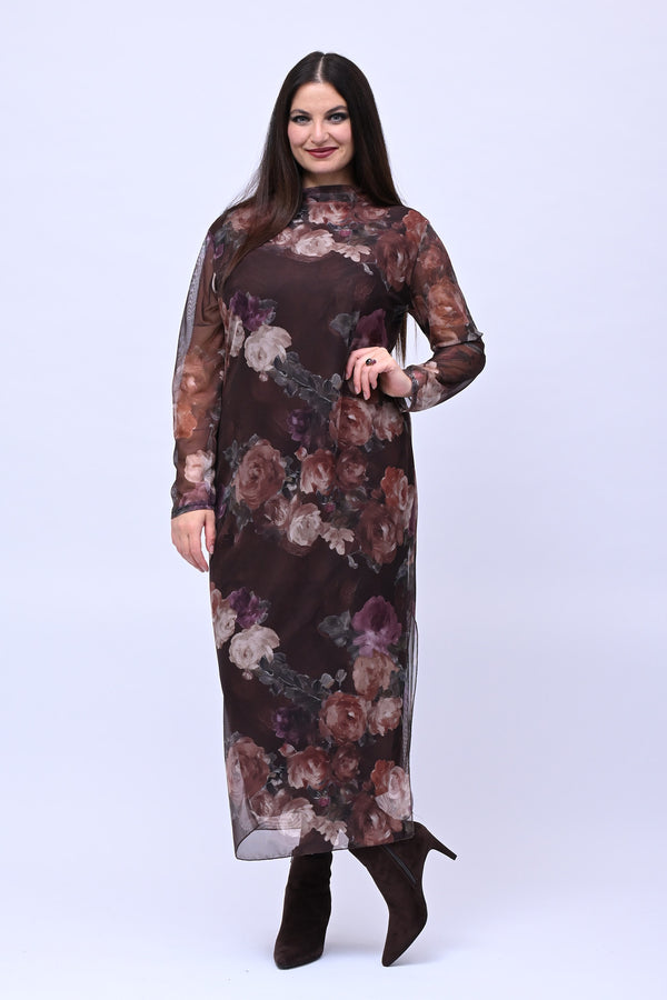 Abito tulle lungo fantasia - Moro