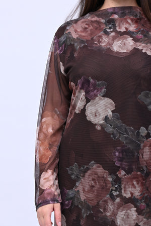 Abito tulle lungo fantasia - Moro