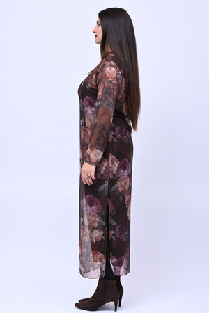 Abito tulle lungo fantasia - Moro