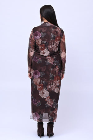 Abito tulle lungo fantasia - Moro