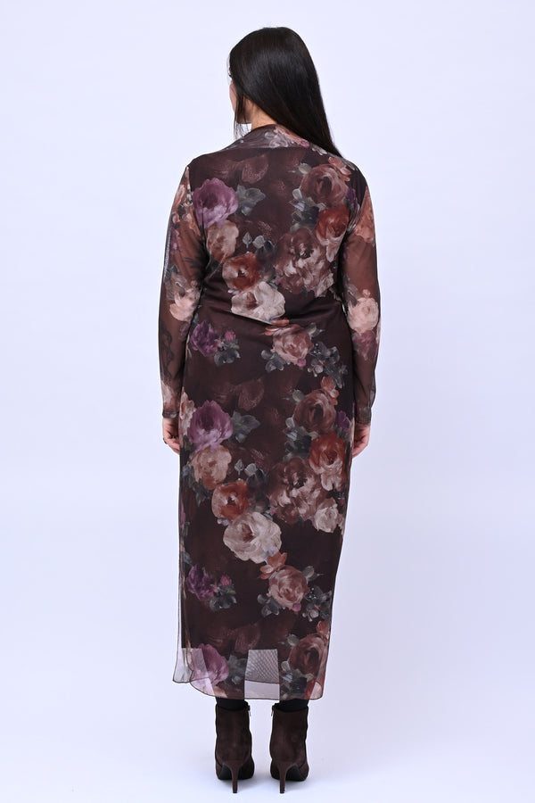 Abito tulle lungo fantasia - Moro
