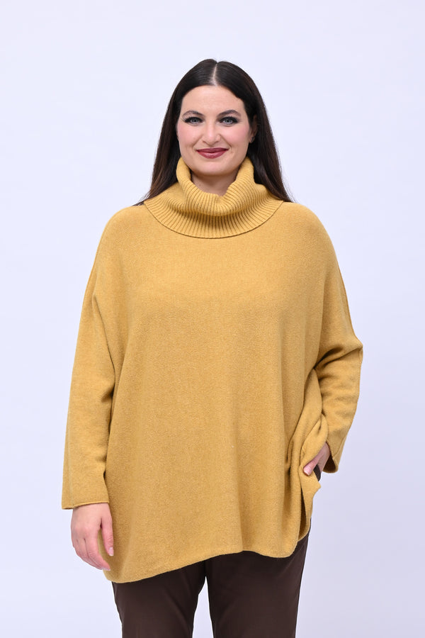 Maxi Pull collo anello - Senape