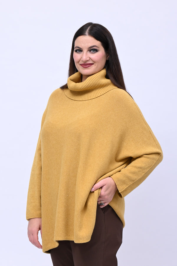Maxi Pull collo anello - Senape