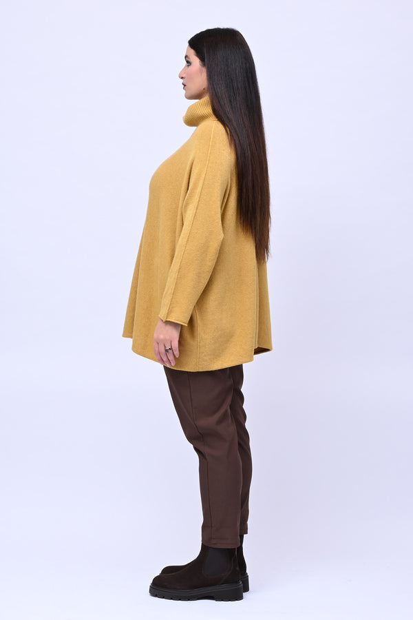 Maxi Pull collo anello - Senape